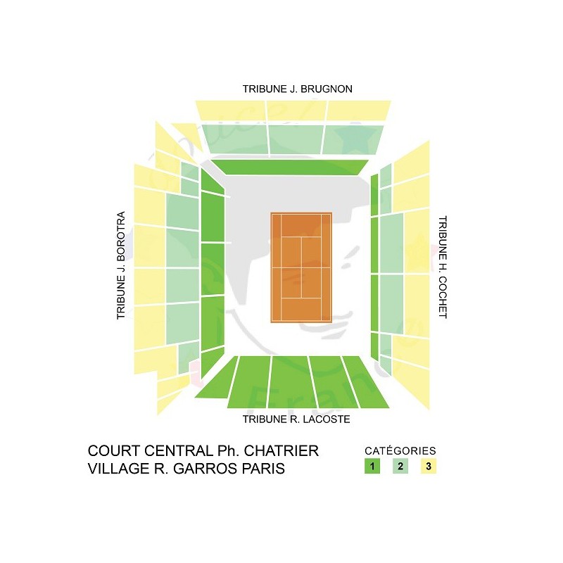 Hallenplan Court Central Ph. Chatrier - Tennis Tickets Paris